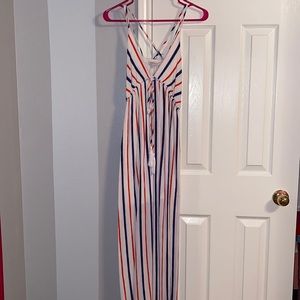 Red, white, & blue striped maxi sundress